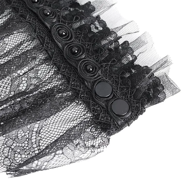 Damen-Kragen aus Gothic-Perlen mit Rüschen und Spitze