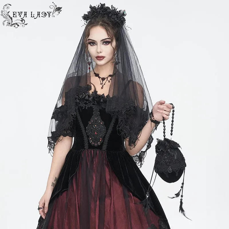 Damen-Minitasche im Gothic-Stil mit Spitzenspleiß und Perlen