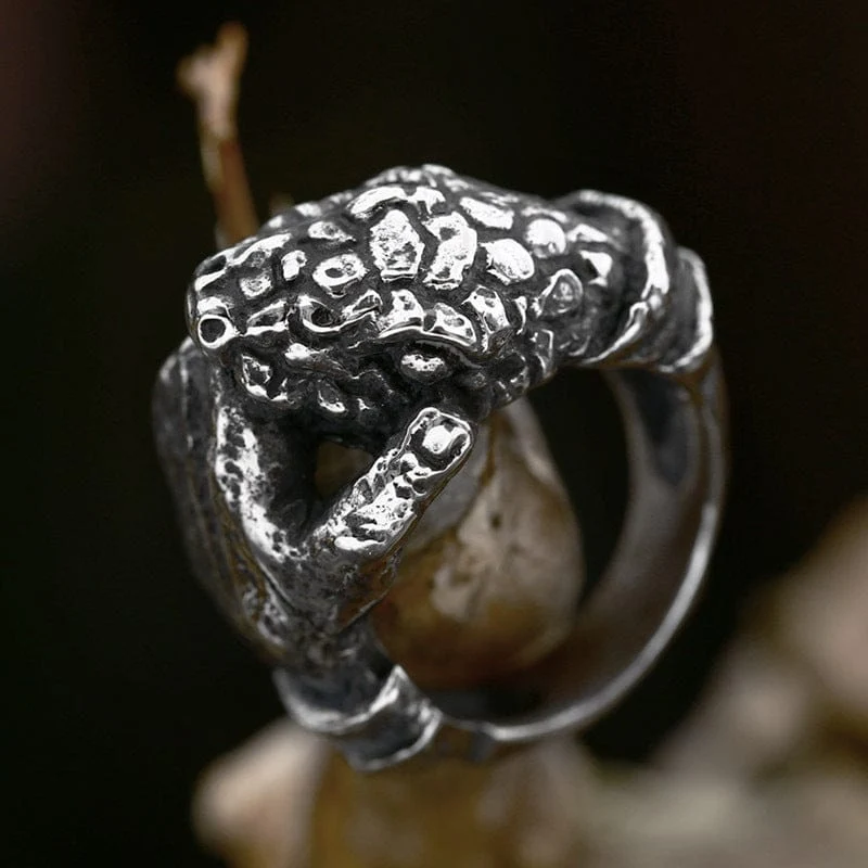 Herren-Punk-Retro-Ring mit unregelmäßigem Totenkopf aus Edelstahl
