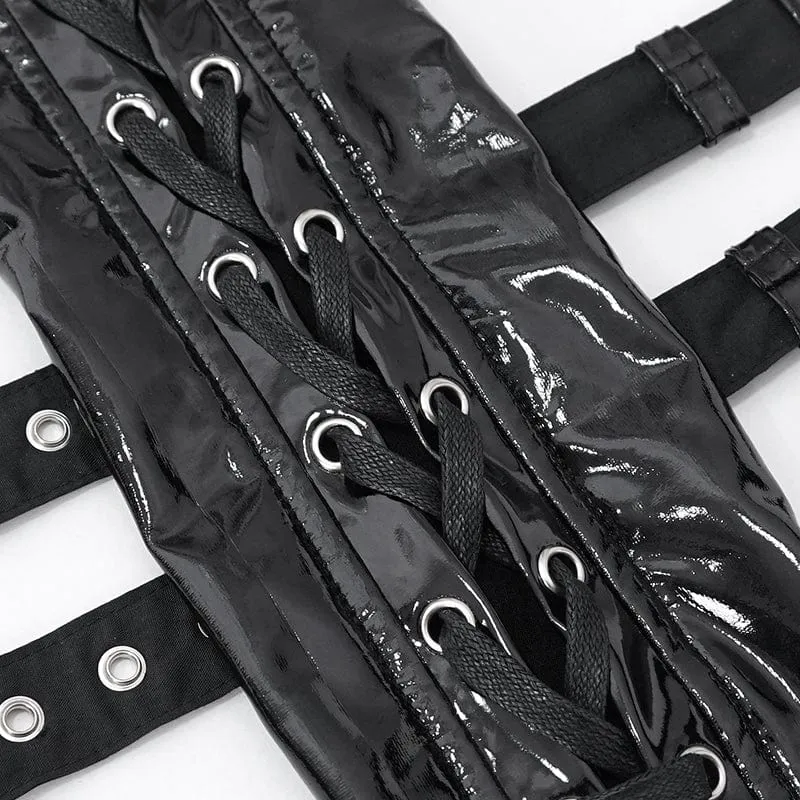 Punk-Schnürhandschuhe für Damen mit mehreren Schnallen