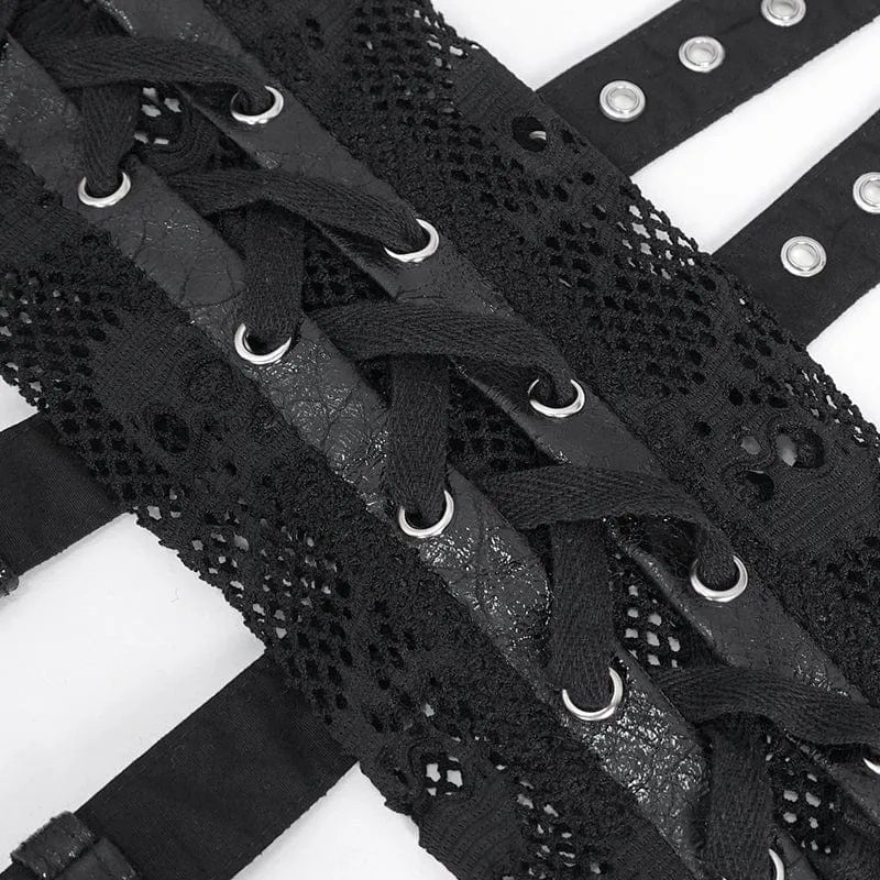Punk-Mesh-Handschuhe mit mehreren Schnallen für Damen