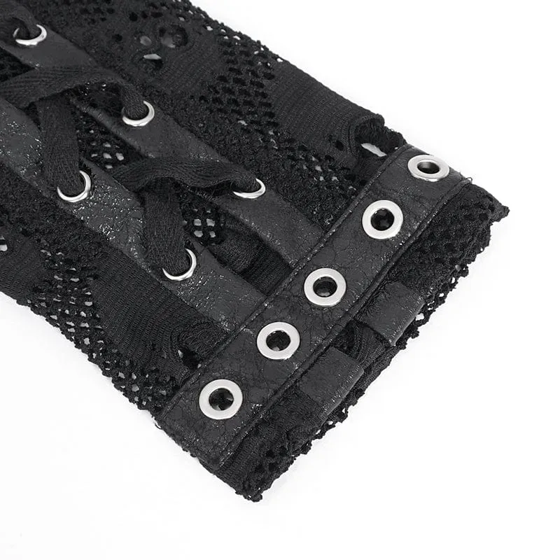 Punk-Mesh-Handschuhe mit mehreren Schnallen für Damen