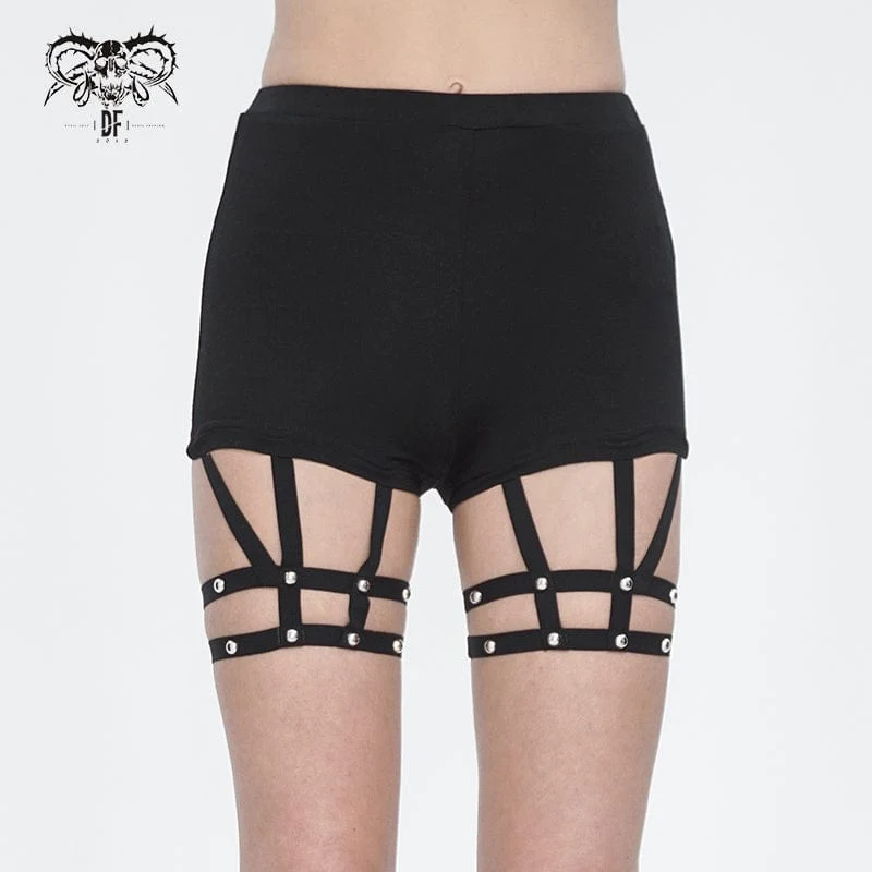 Punk-Shorts mit Spaghettiträgern für Damen