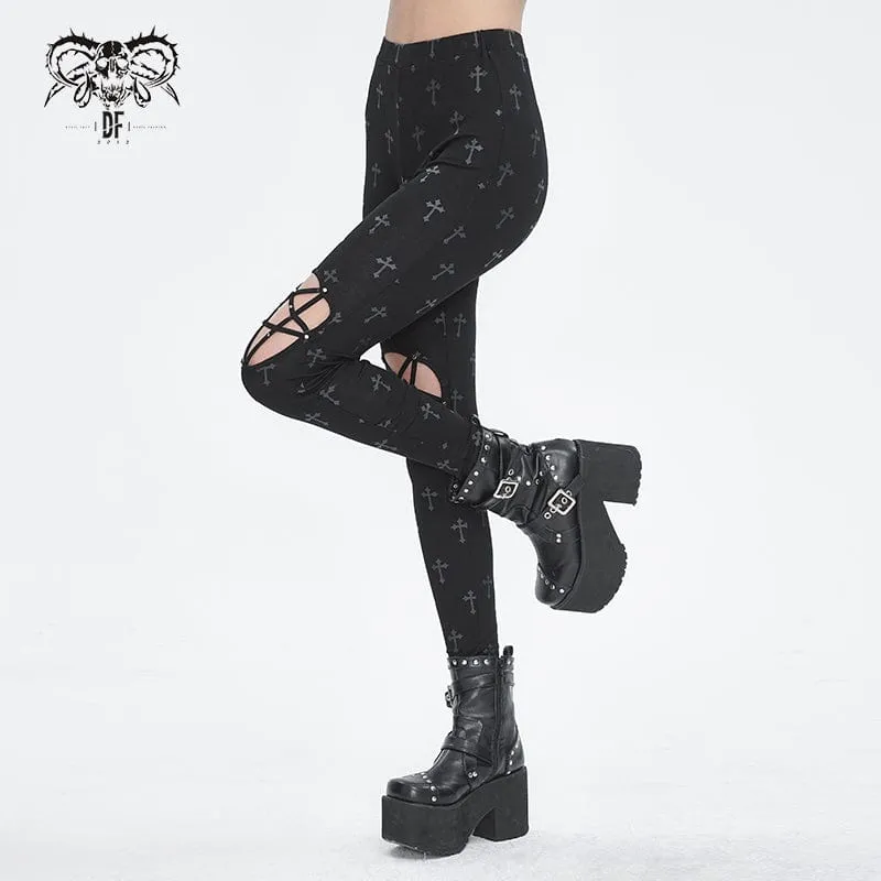 Damen-Leggings mit Punk-Ausschnitt und Spaghettiträgern