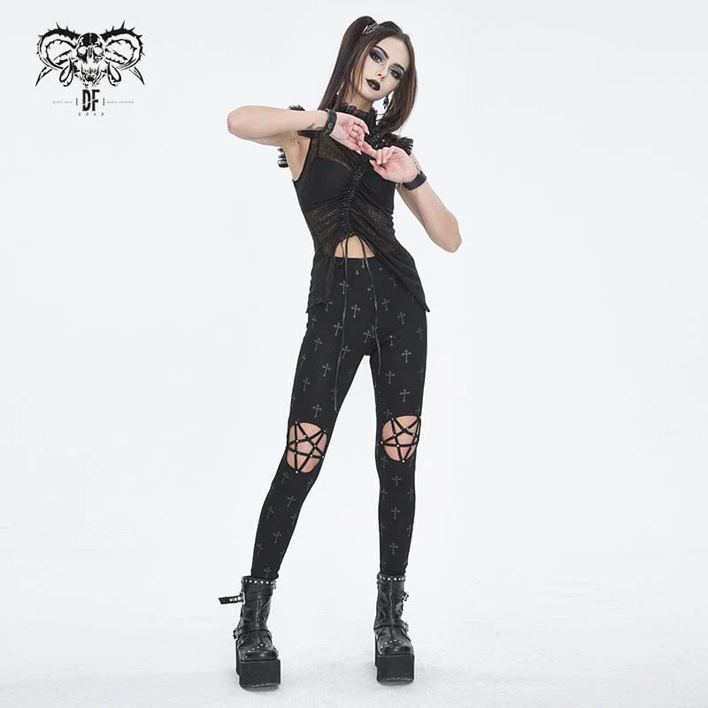 Damen-Leggings mit Punk-Ausschnitt und Spaghettiträgern