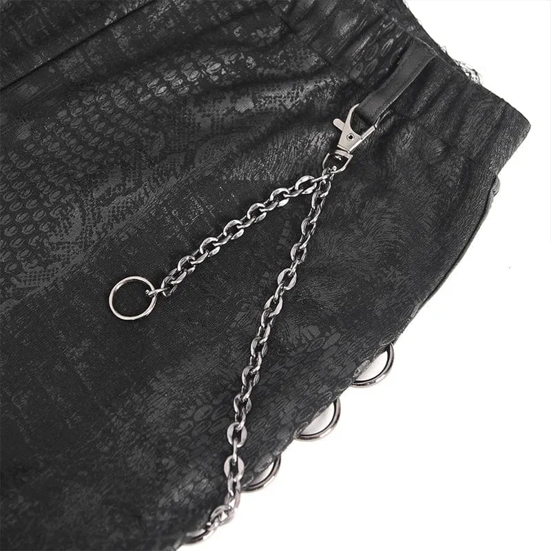 Punk-Jacquard-Leggings mit Kettenring-Seiten für Damen