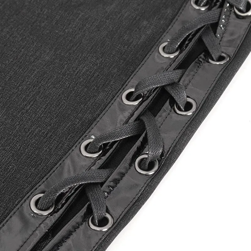 Damen Gothic-Neckholder-Kleid mit seitlichem Schlitz und Trägern