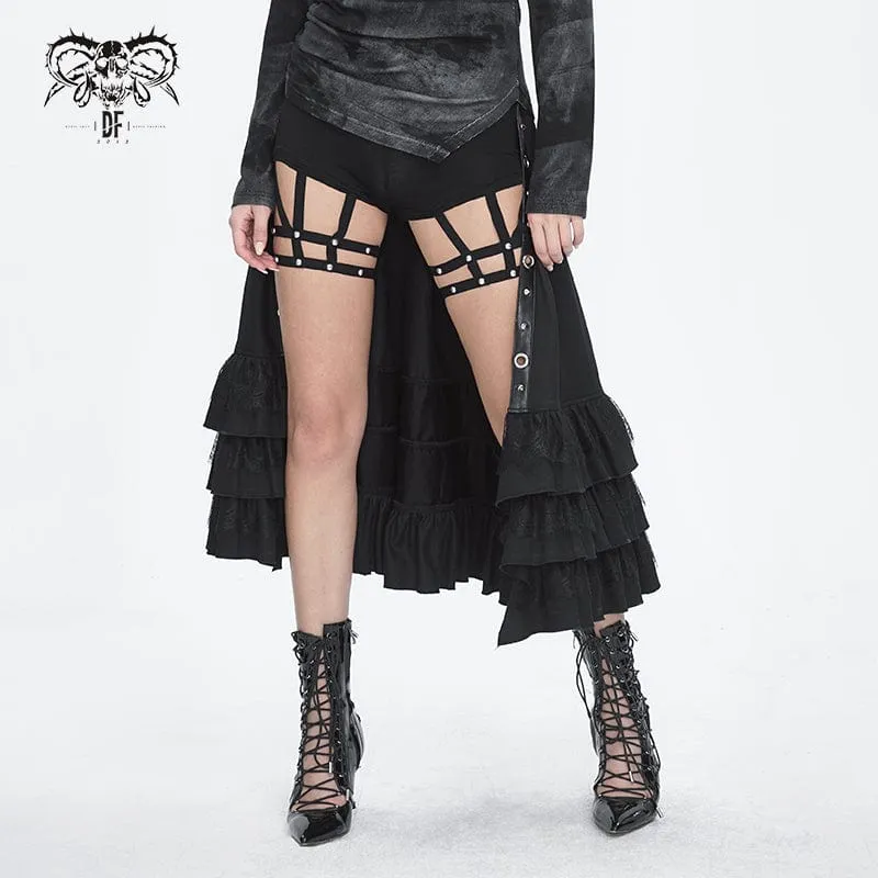 Lange Gothic-Überröcke mit Rüschenschnalle für Damen