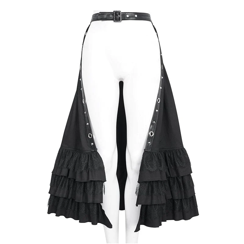 Lange Gothic-Überröcke mit Rüschenschnalle für Damen