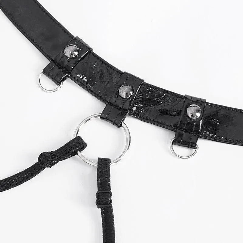 Punk-Riemchenring-Dessous für Damen aus Kunstleder
