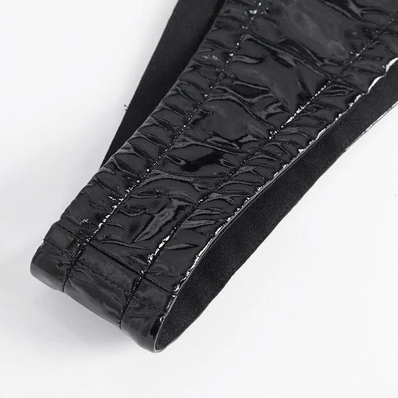 Punk-Riemchenring-Dessous für Damen aus Kunstleder