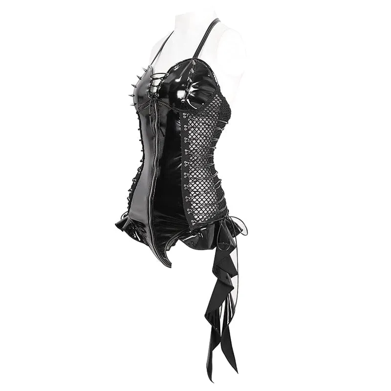 Punk-Body mit Nieten und Rüschen für Damen