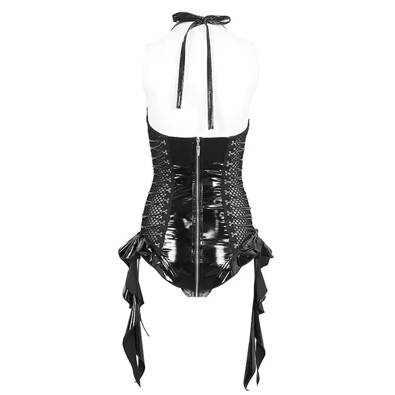 Punk-Body mit Nieten und Rüschen für Damen