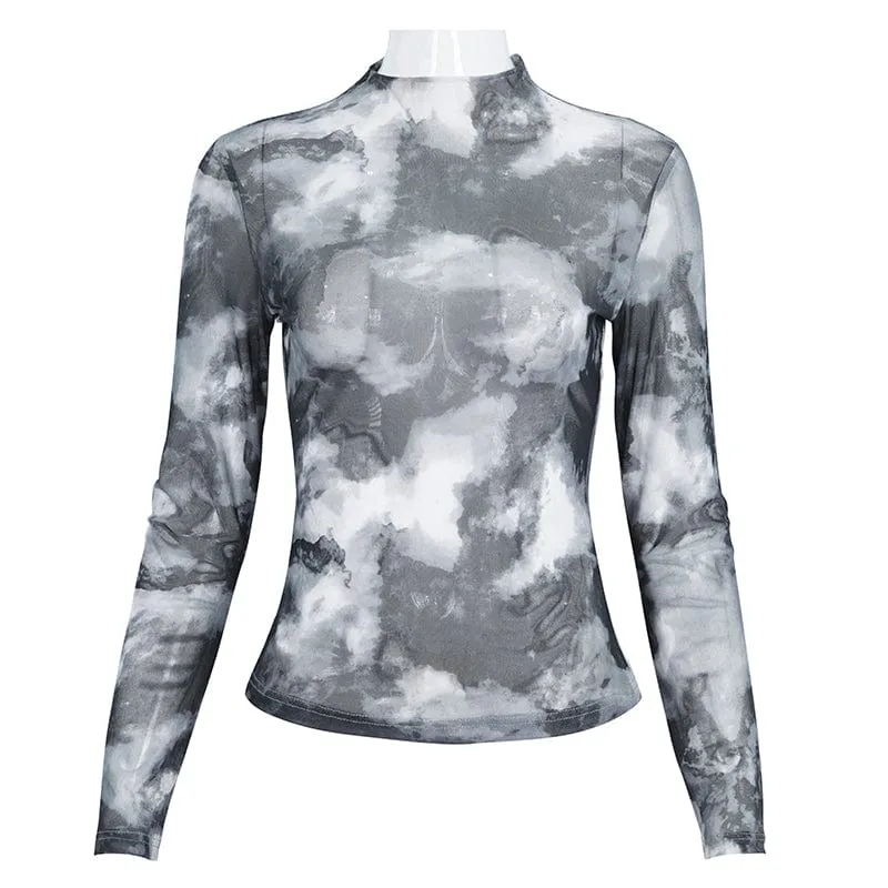 Damen-Punk-Batik-Langarmshirt mit Trägern
