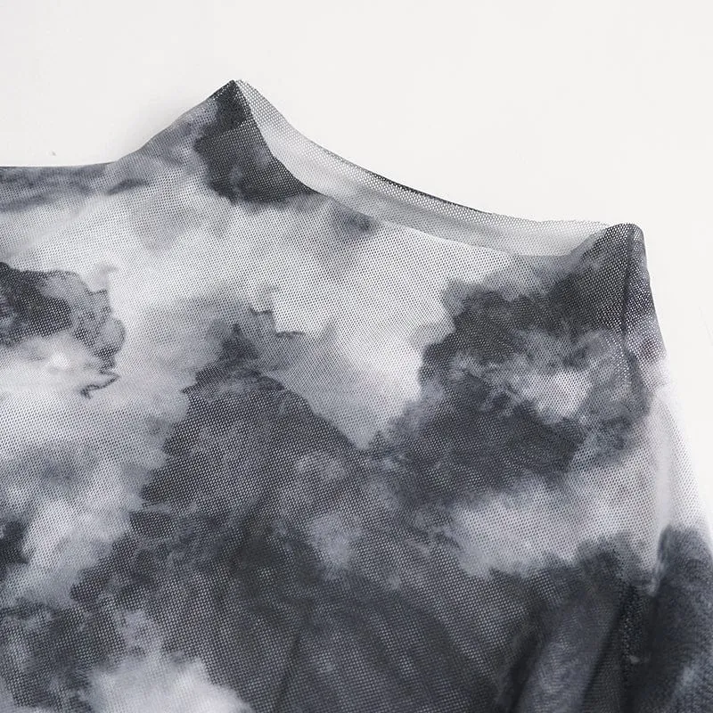Damen-Punk-Batik-Langarmshirt mit Trägern