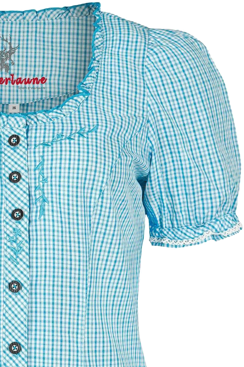 Trachten Miederbluse mit Stickerei kariert