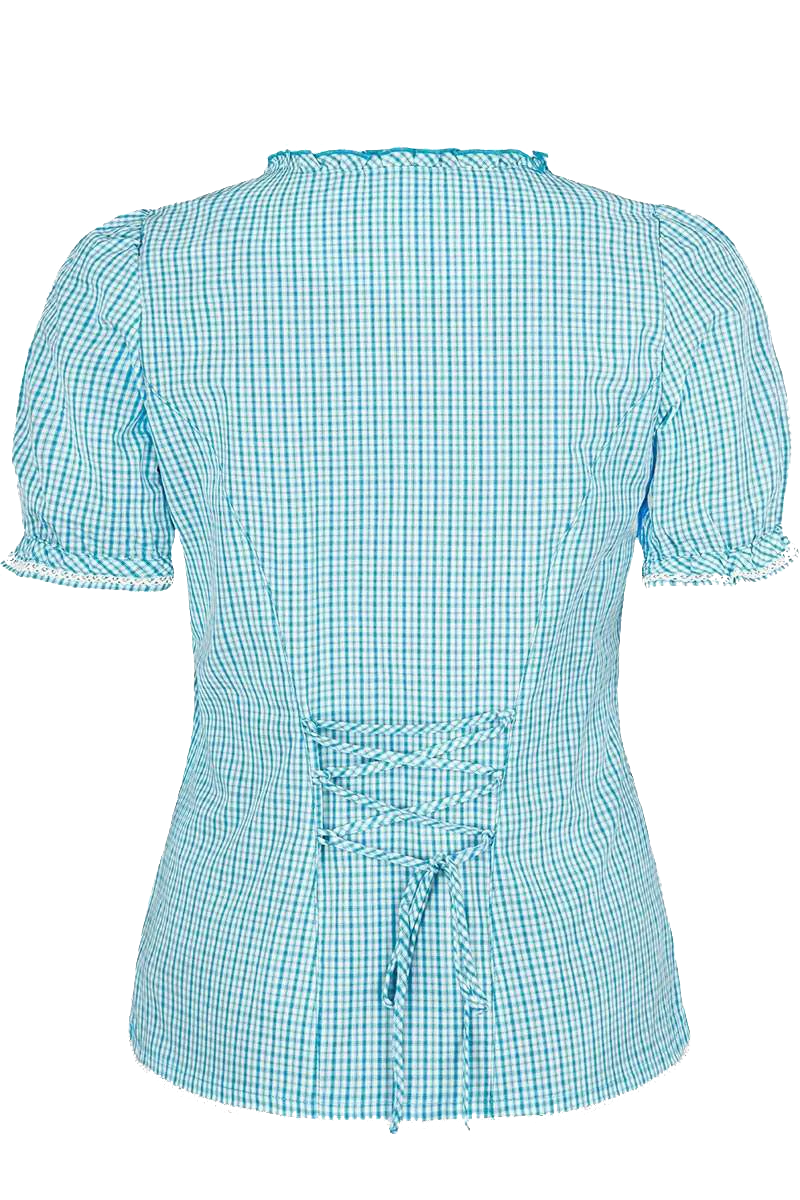 Trachten Miederbluse mit Stickerei kariert