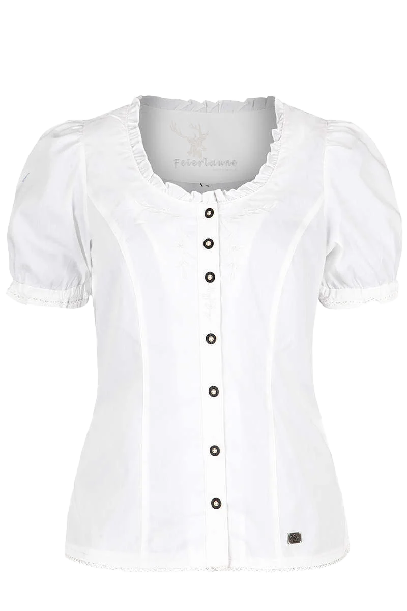 Trachten Miederbluse mit Stickerei kariert