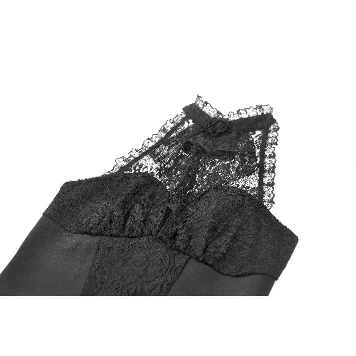 Gothic-Rose-Neckholder-Top für Damen mit Raffungen