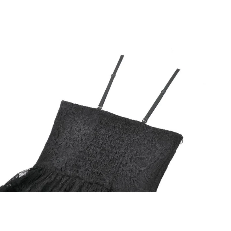 Gothic-Lagenkleid für Damen mit asymmetrischem Saum und Rüschen