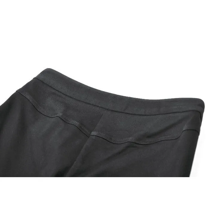 Punk-Schlaghose für Damen mit Schnallenriemen, Mesh-Patchwork-Einsätzen