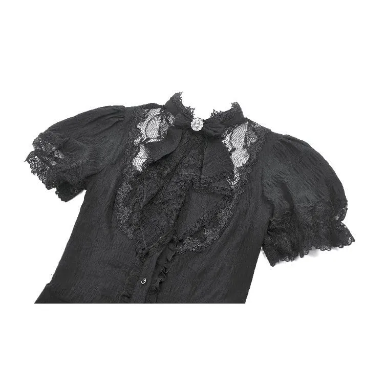 Gothic-Damenbluse mit Schnürung und abnehmbarer Schleife