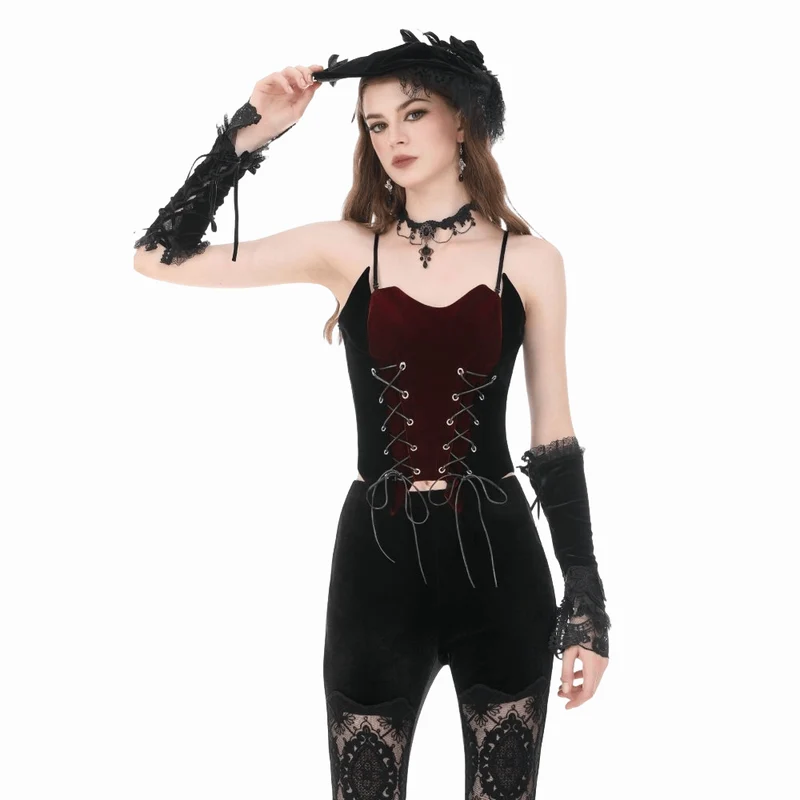 Gothic-Bustier für Damen mit kontrastfarbener Schnürung