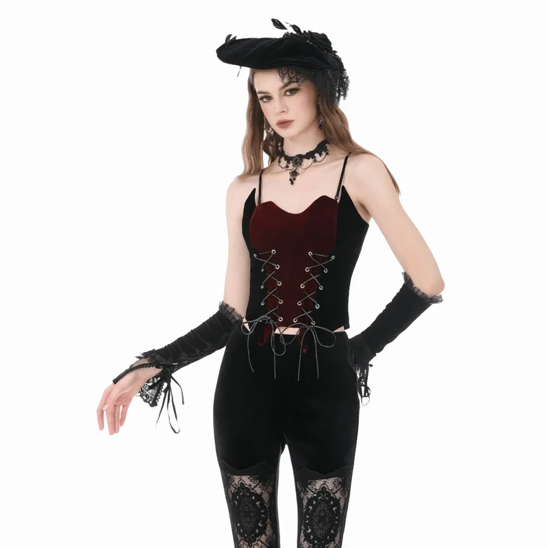 Gothic-Bustier für Damen mit kontrastfarbener Schnürung