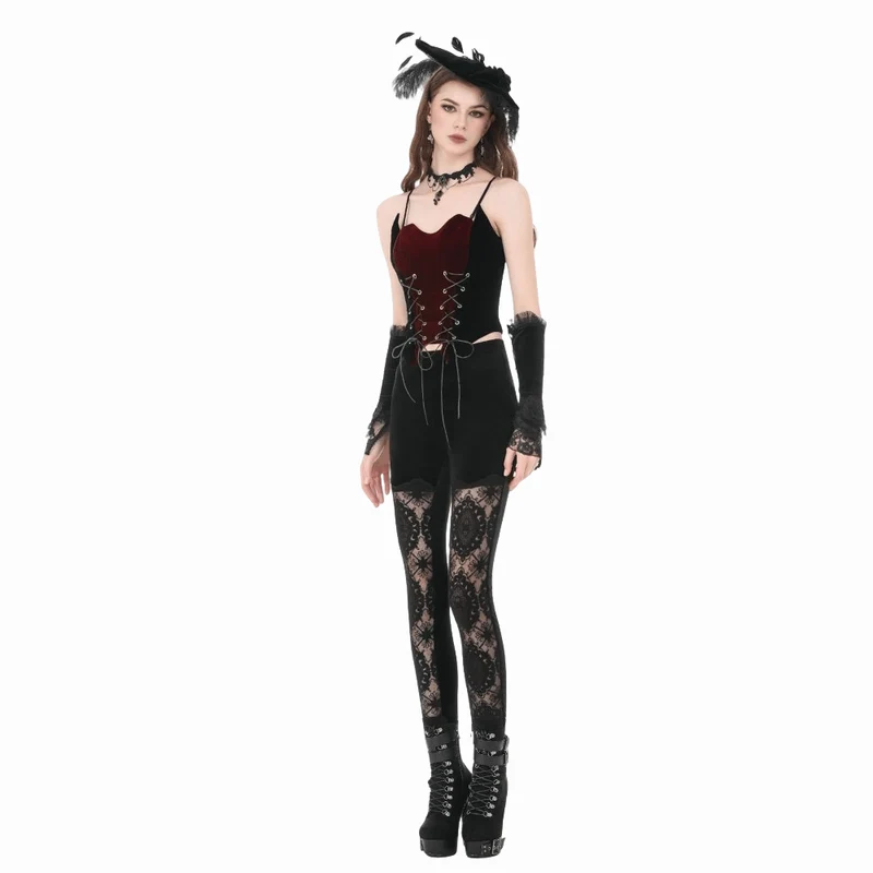 Gothic-Bustier für Damen mit kontrastfarbener Schnürung