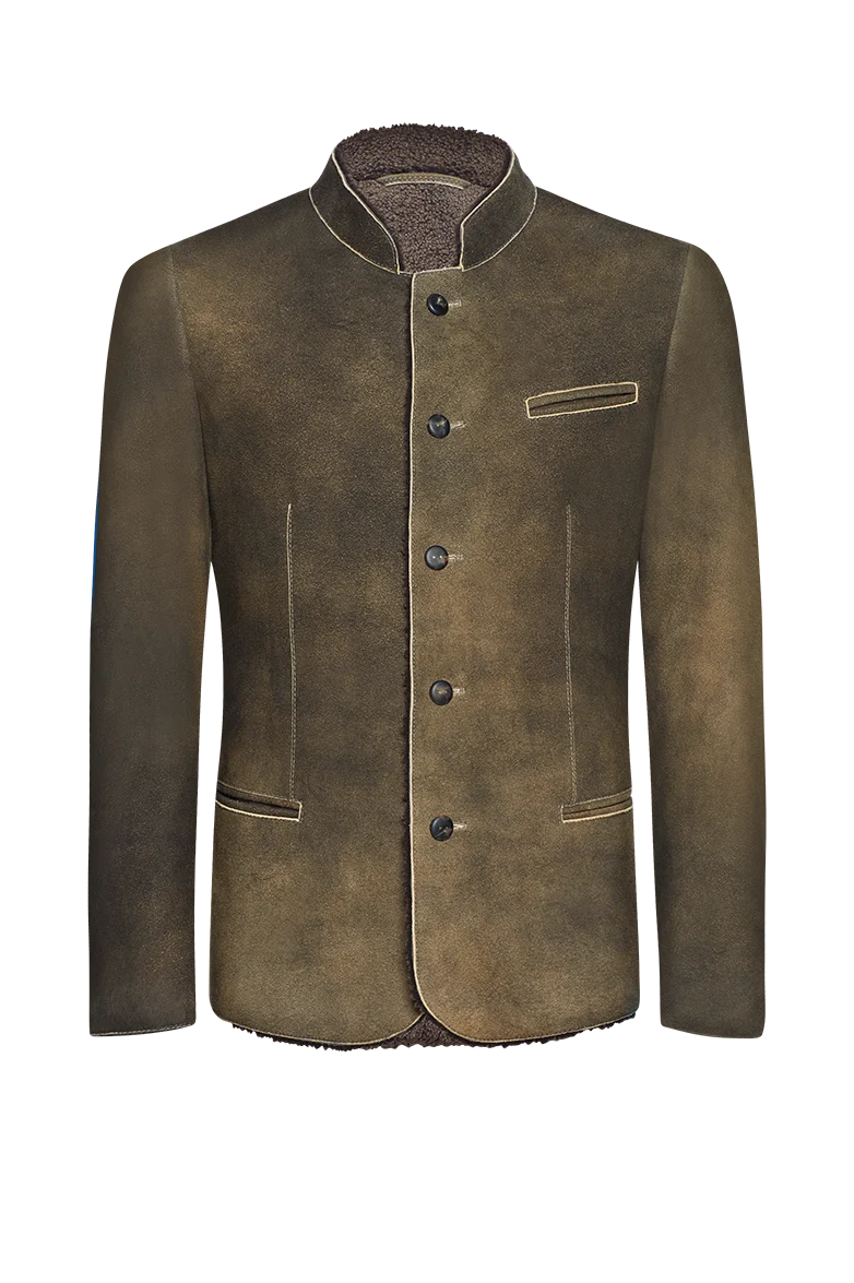 Hirschlederjacke mit Lammfellfutter