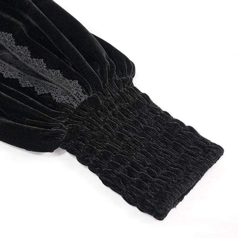 Gothic Furcal Schwarze Hose mit Blumenstickerei für Damen