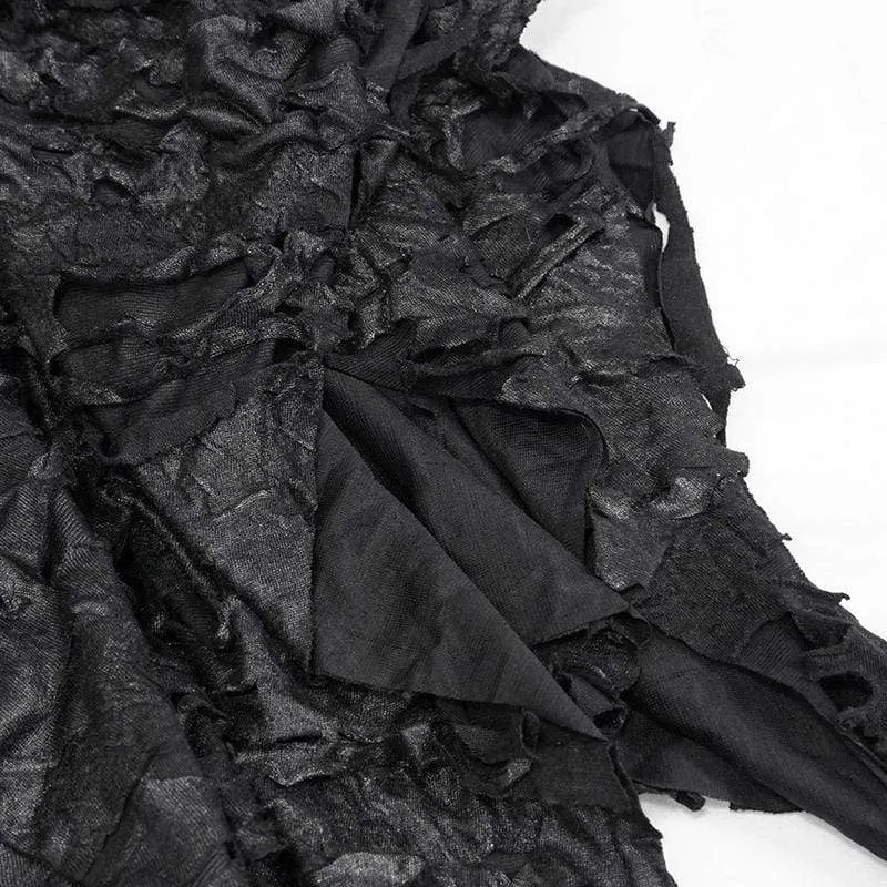 Damen Gothic unregelmäßiger zerrissener schwarzer Rock