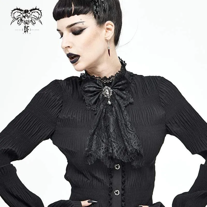 Damen Gothic Lace Bowknot Schwarz Neckwear