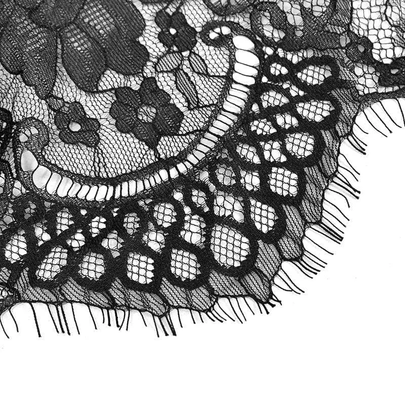 Damen Gothic Lace Bowknot Schwarz Neckwear