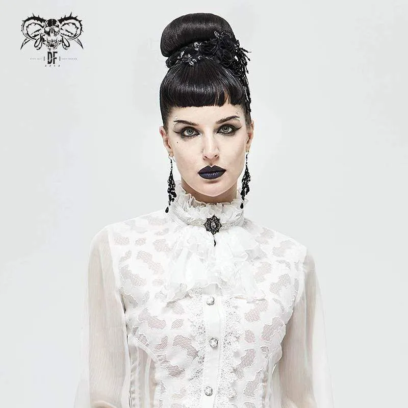 Damen Gothic Lace Multilayer Weiß Neckwear