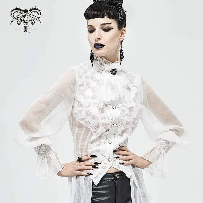 Damen Gothic Lace Multilayer Weiß Neckwear