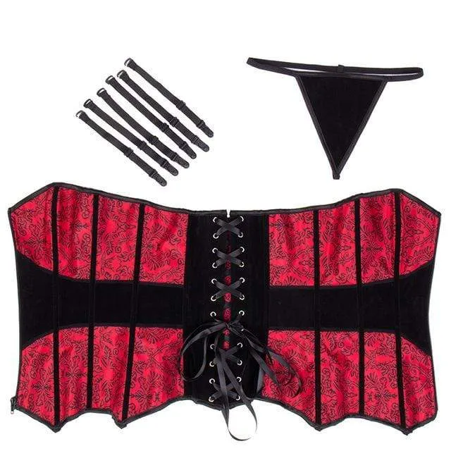 Gothic Korsetts mit Blumendruck für Damen in Rot