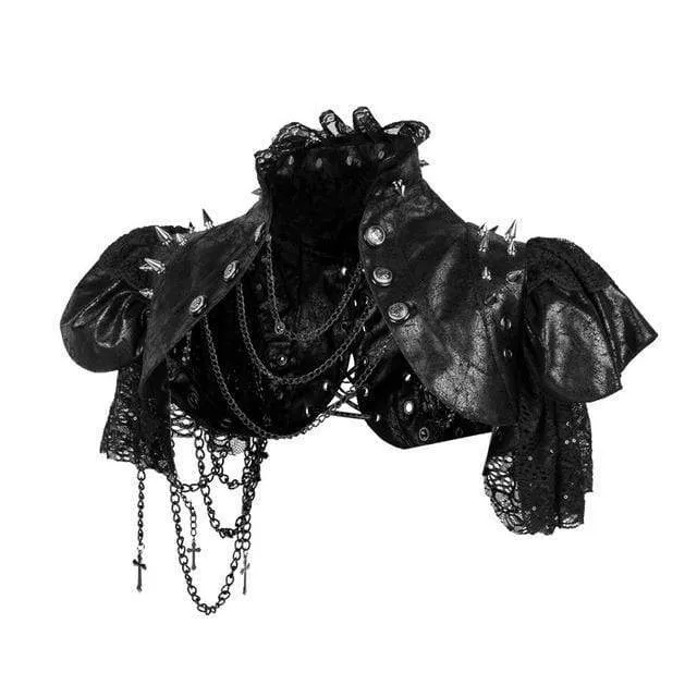 Damen Gothic Lace Saum Schwarzes Cape mit Kette