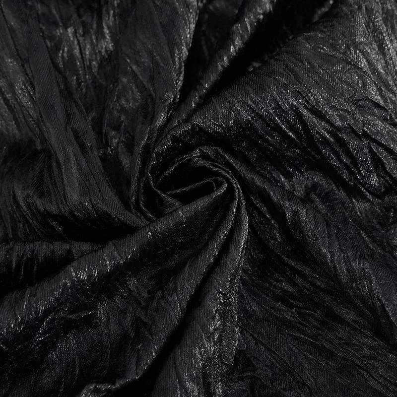 Herren Gothic Vintage Drape Kunstleder Schwarzes Hemd
