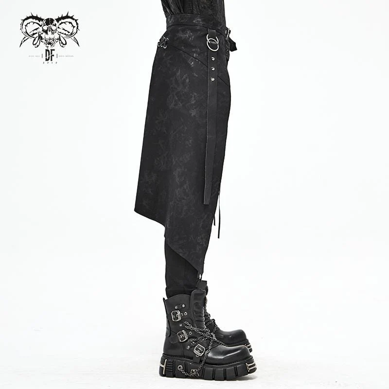 Herren Gothic Punk Unregelmäßige Schnalle Schwarzer Rock