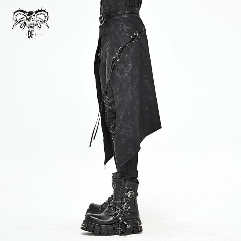 Herren Gothic Punk Unregelmäßige Schnalle Schwarzer Rock