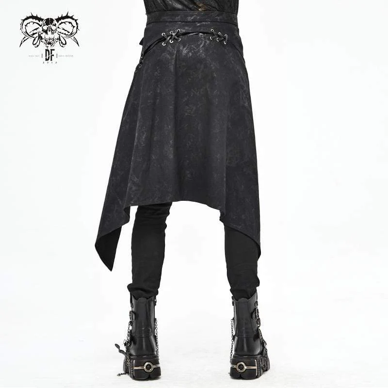 Herren Gothic Punk Unregelmäßige Schnalle Schwarzer Rock