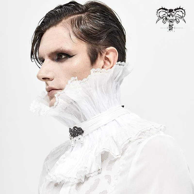 Herren Gothic Drape Meshed Halskette Weiß