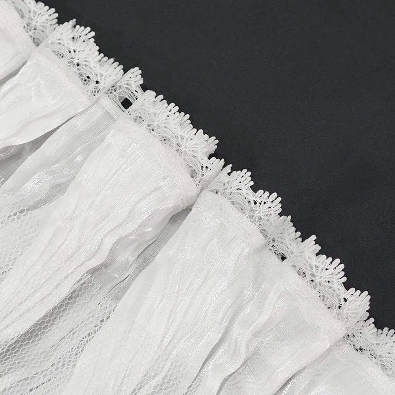 Herren Gothic Drape Meshed Halskette Weiß