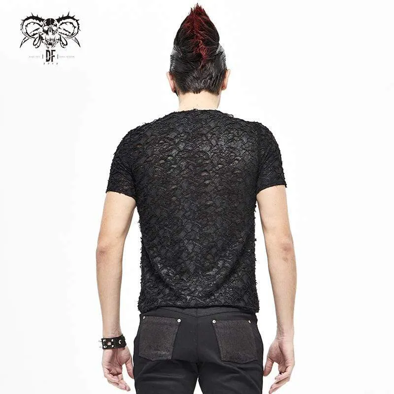 Herren Gothic Lace-Up Lace Kurzarmhemden