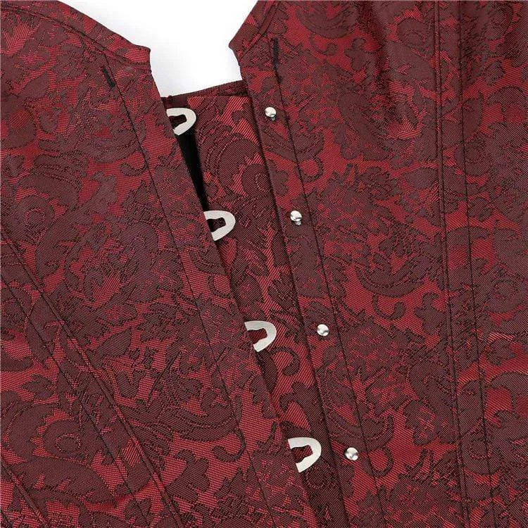 Damen Vintage Gothic Jacquard Overbust Korsetts mit Blumendruck