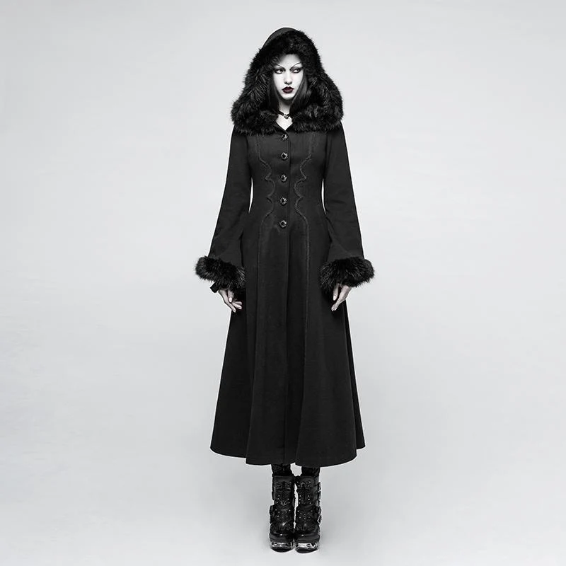 Gothic-Maximantel für Damen mit Kapuze