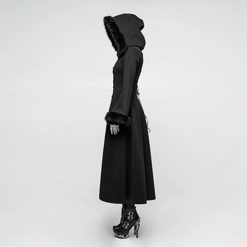 Gothic-Maximantel für Damen mit Kapuze