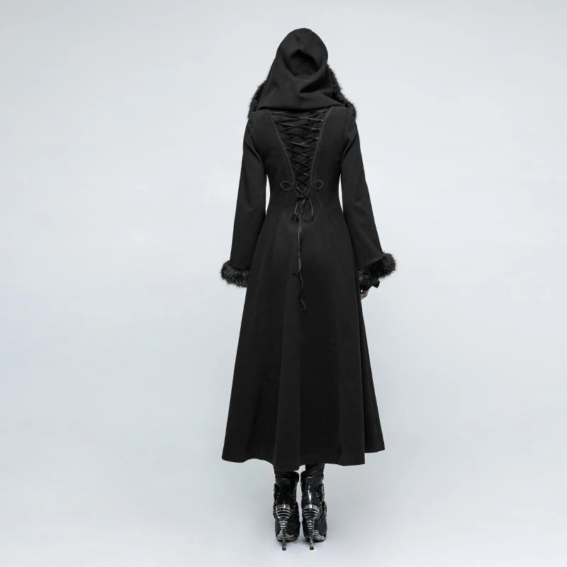 Gothic-Maximantel für Damen mit Kapuze
