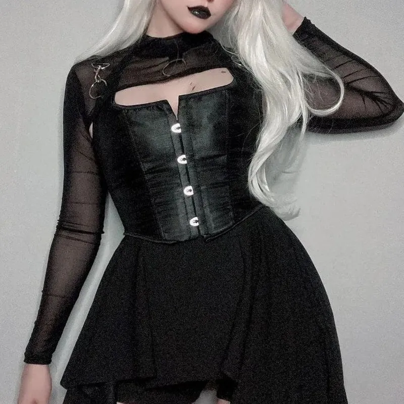 Damen Gothic High-Collar Mesh Umhänge